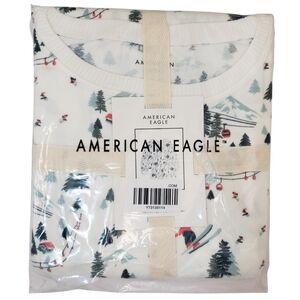 AMERICAN EAGLE Pajama Set Women Chalk Luxe Plush Holiday NWT